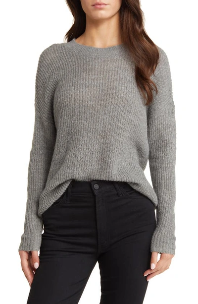 Madewell Ribbed Crewneck Sweater In Heather Pewter