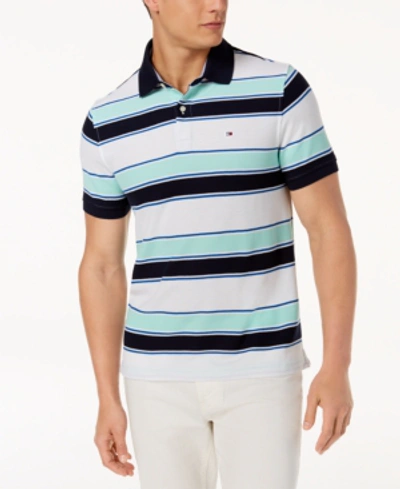 Tommy Hilfiger Men's Ricky Striped Slim Fit Polo In Beach Glass