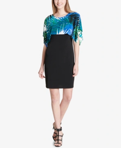 Calvin Klein Printed Popover Sheath Dress In Capri Multi