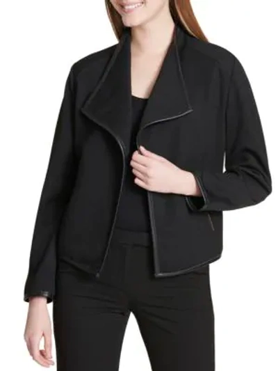 Calvin Klein Textured Faux-leather-trim Jacket In Black