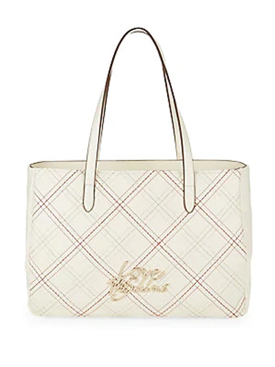 Love Moschino Check Shoulder Bag In Ivory