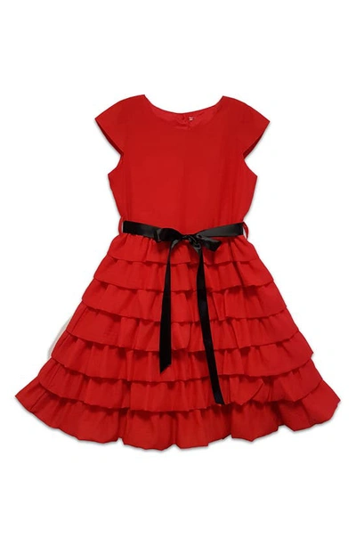 Joe-ella Kids' Organza Tiered Dress In Red
