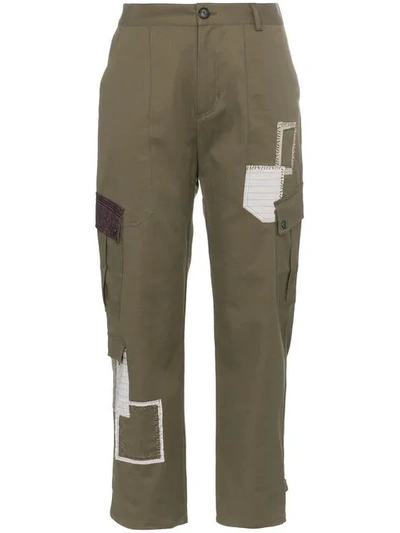78 Stitches Patchwork Combat Trousers In Green
