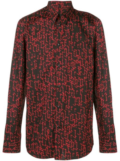 Givenchy Cat Scratch Print Sport Shirt In Black Red