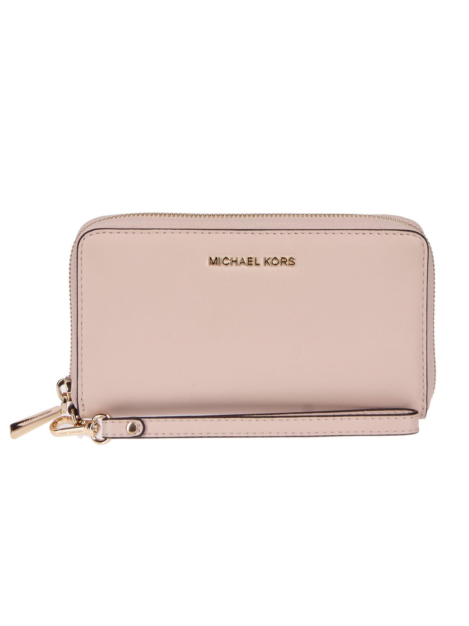 Michael Michael Kors Logo Zip Around Wallet In Soft Pink | ModeSens
