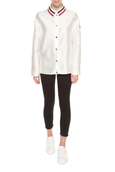 Moncler Satin Jacket Fouette In Bianco