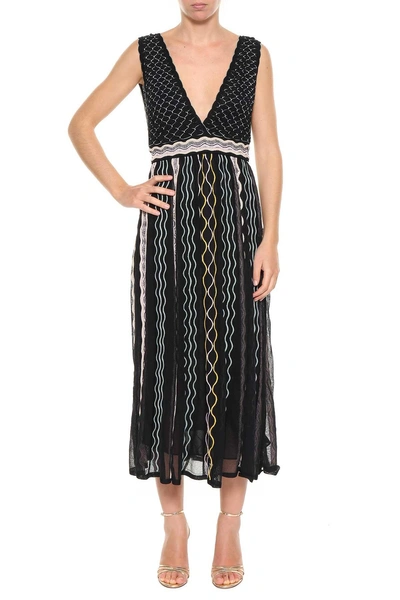 M Missoni Long Knitted Dress In Multi