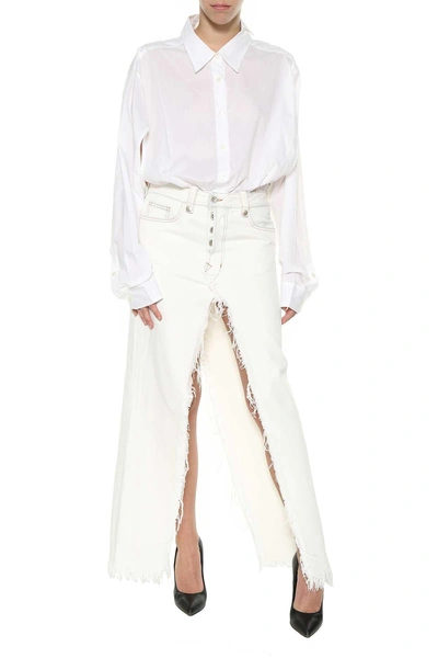 Ben Taverniti Unravel Project Denim Long Skirt In Bianco