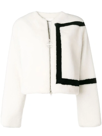 Givenchy Zip-front Large G Logo Lamb Shearling Jacket In White