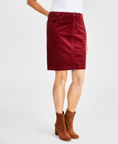Style & Co Women's Corduroy Back Skirt, Created For Macy's In Scarlet Cr