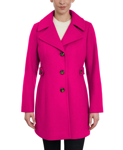 Anne Klein Women's Plus Size Single-breasted Notched-collar Peacoat, Created For Macy's In Orchid Flower
