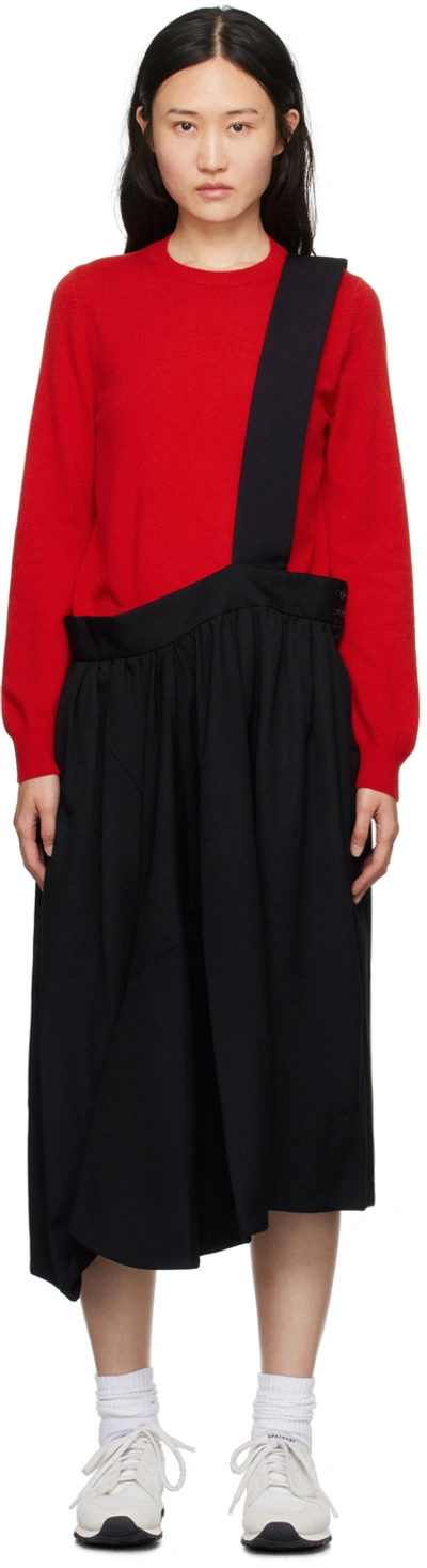 Comme Des Garçons Comme Des Garçons Strap-detail Wool Midi Skirt In Black