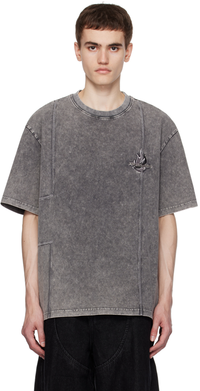 Feng Chen Wang Gray Faded T-shirt In Grey