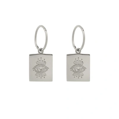 Monarc Jewellery Evil Eye Plinth Hoops Sterling Silver