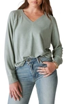 Lucky Brand Cloud Long Sleeve V-neck Jersey T-shirt In Chinois Green