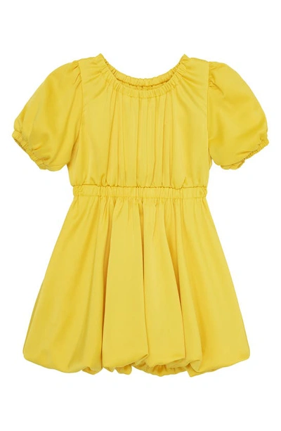 Habitual Kids' Puff Sleeve Crushed Satin Dress In Yellow