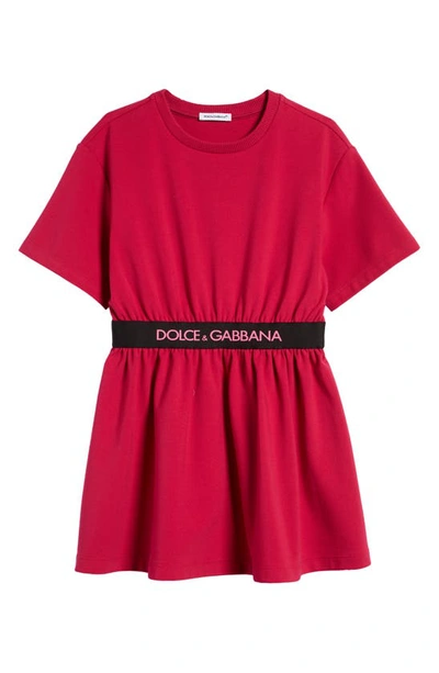 Dolce & Gabbana Kids' Logo Waistband T-shirt Dress In Plum