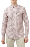 Ben Sherman Check Cotton Button-down Shirt In Light Pink
