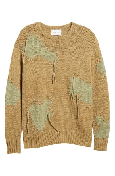 Pas Une Marque Distressed Wool & Alpaca Sweater In Moss Green / Brown