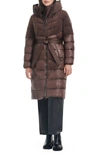 Vince Camuto Belted Mixed Media Hooded Puffer Coat In Mink