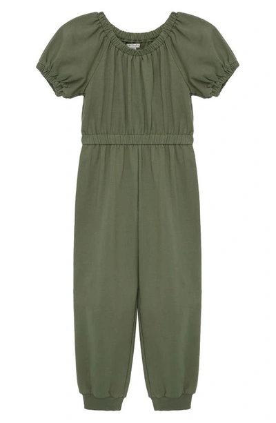 Habitual Girls' Puff Sleeved Jumpsuit - Little Kid In Olive