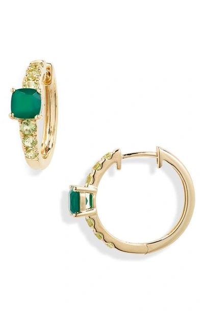 Bony Levy 14k Gold Peridot & Green Onyx Hoop Earrings In 14k Yellow Gold