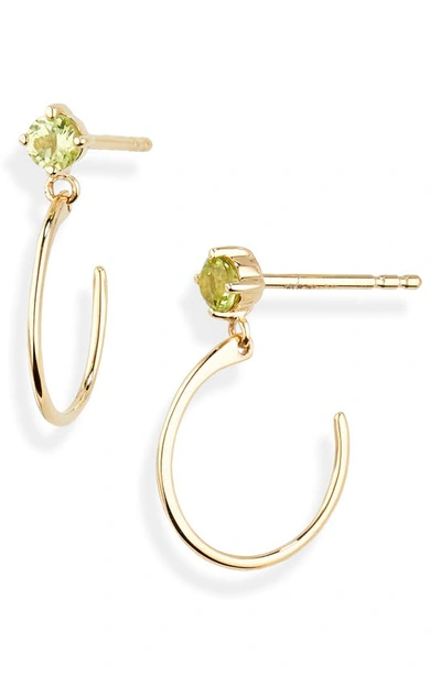 Bony Levy 14k Gold Peridot Hoop Drop Earrings In 14k Yellow Gold