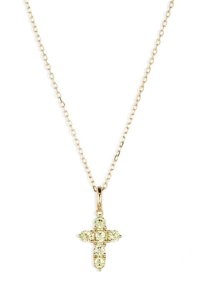Bony Levy 14k Gold Peridot Cross Pendant Necklace In 14k Yellow Gold