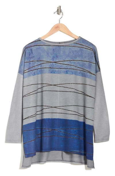 Go Couture Asymmetric Dolman Sweater In Blue Perennial