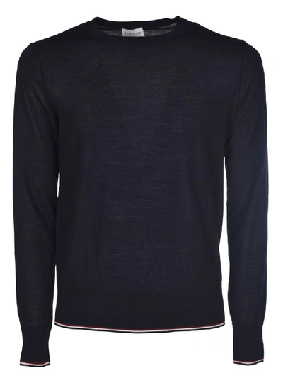 Moncler Stripe Trimmed Sweater In Blue