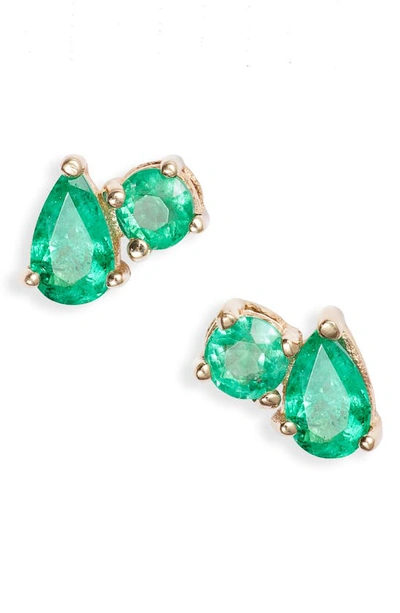 Anzie X Mel Soldera Jumelle Emerald Stud Earrings In Green