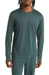 Zella Restore Soft Performance Long Sleeve T-shirt In Green Duck Melange