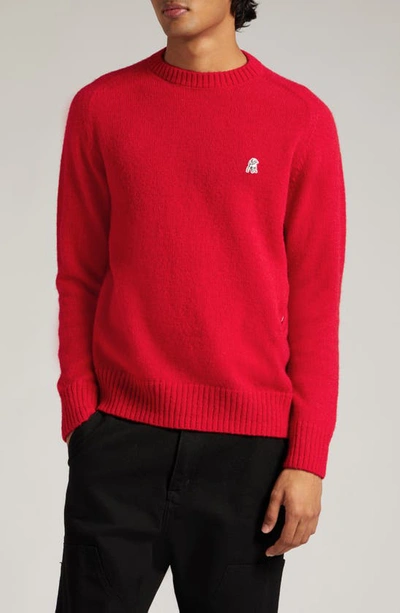 Undercover Lamb Patch Crewneck Wool & Cotton Jumper In Red