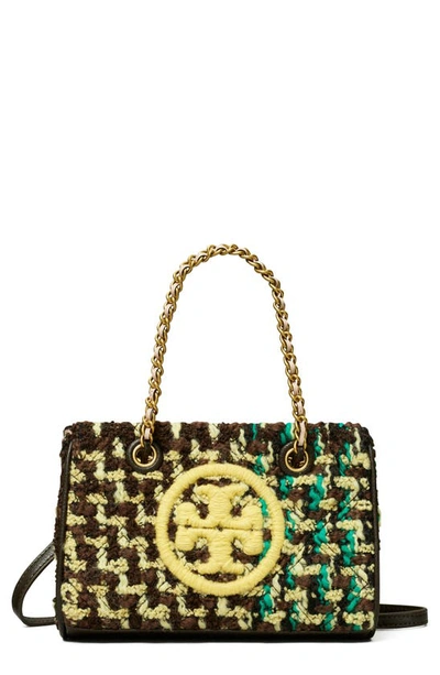 Tory Burch Mini Fleming Tweed Tote In Multi/gold