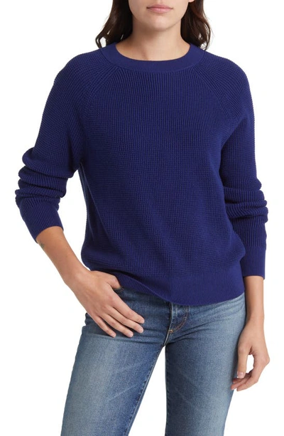 Treasure & Bond Thermal Knit Cotton Sweater In Blue Beacon