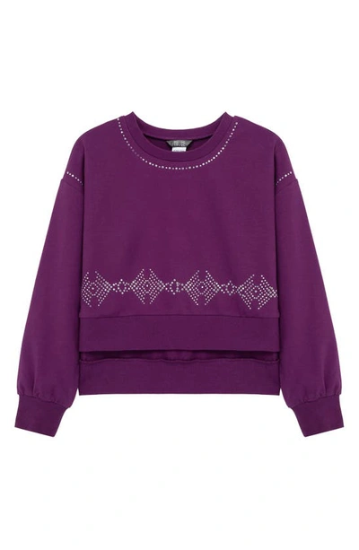 Truce Kids' Embellished Stretch Cotton Sweatshirt In Plum