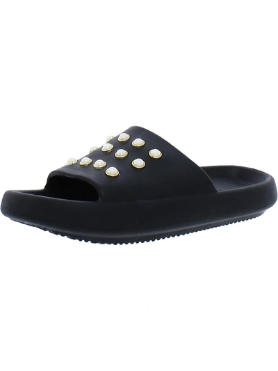 Kenneth Cole New York Womens Embellished Slip On Slide Sandals In Black
