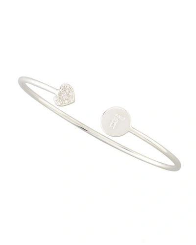 Sarah Chloe Diamond-heart & Pave Diamond Initial Bracelet In E