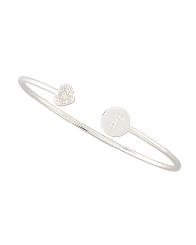 Sarah Chloe Diamond-heart & Pave Diamond Initial Bracelet In S