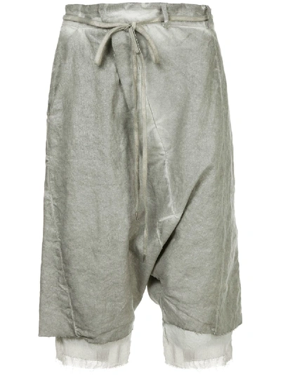 Army Of Me Drawstring Detail Distressed Shorts In Grey