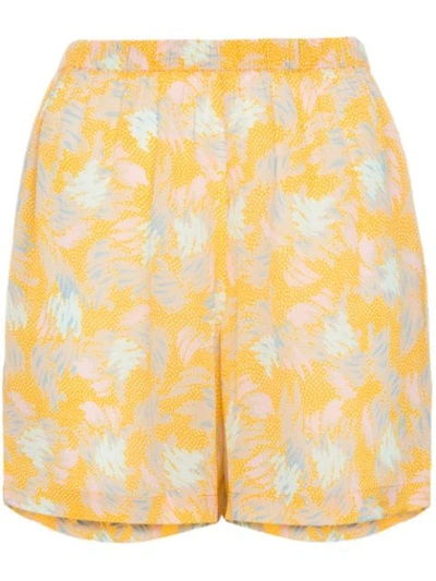 A Peace Treaty Yuna Print Crepe Shorts In Yellow