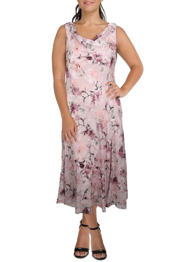 Alex Evenings Womens Floral Print Maxi Evening Dress In Pink