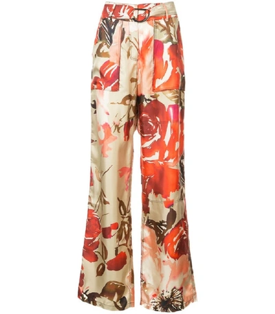 By. Bonnie Young Multicolor High Rise Rose Print Trousers