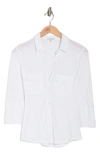 James Perse Cotton V-neck Button-up Shirt In White