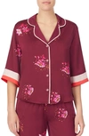 Room Service Pjs Pajama Top In Wine Night Open Floral