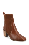 Journee Collection Harlowe Knit Bootie In Cognac