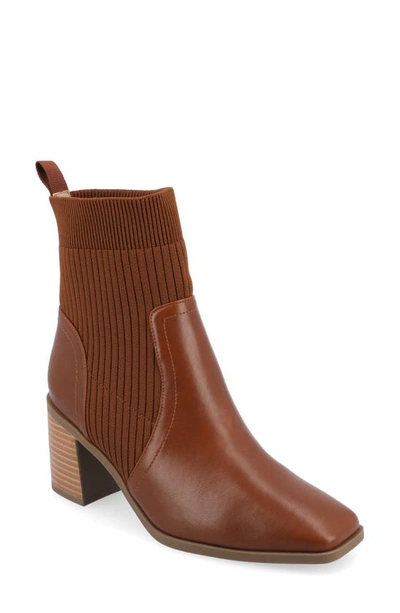 Journee Collection Harlowe Knit Bootie In Cognac