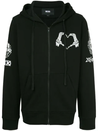 Ktz Back Print Zipped Hoodie In Black