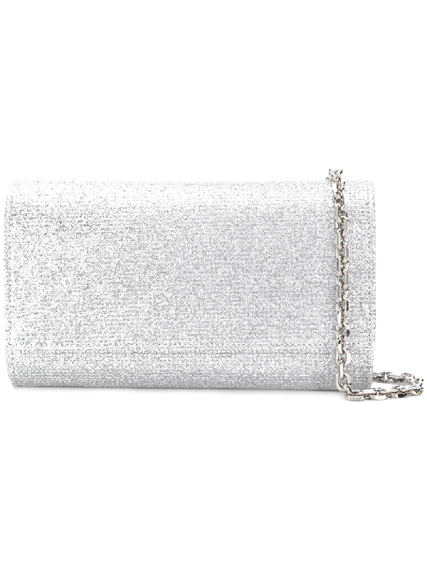 white glitter clutch bag