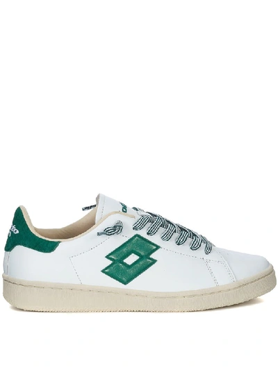 Lotto Leggenda Autograph White And Green Leather Sneaker In Bianco